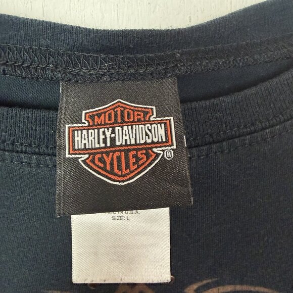 VTG Harley Davidson Womens T-Shirt Fort Hood Y2K Retro Biker Baddie Edgy Moto L - Picture 8 of 11